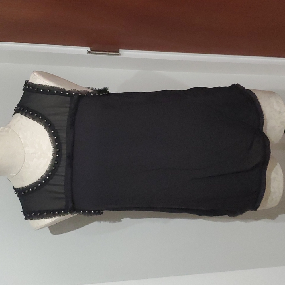 Maison Scotch black sleeveless beaded blouse